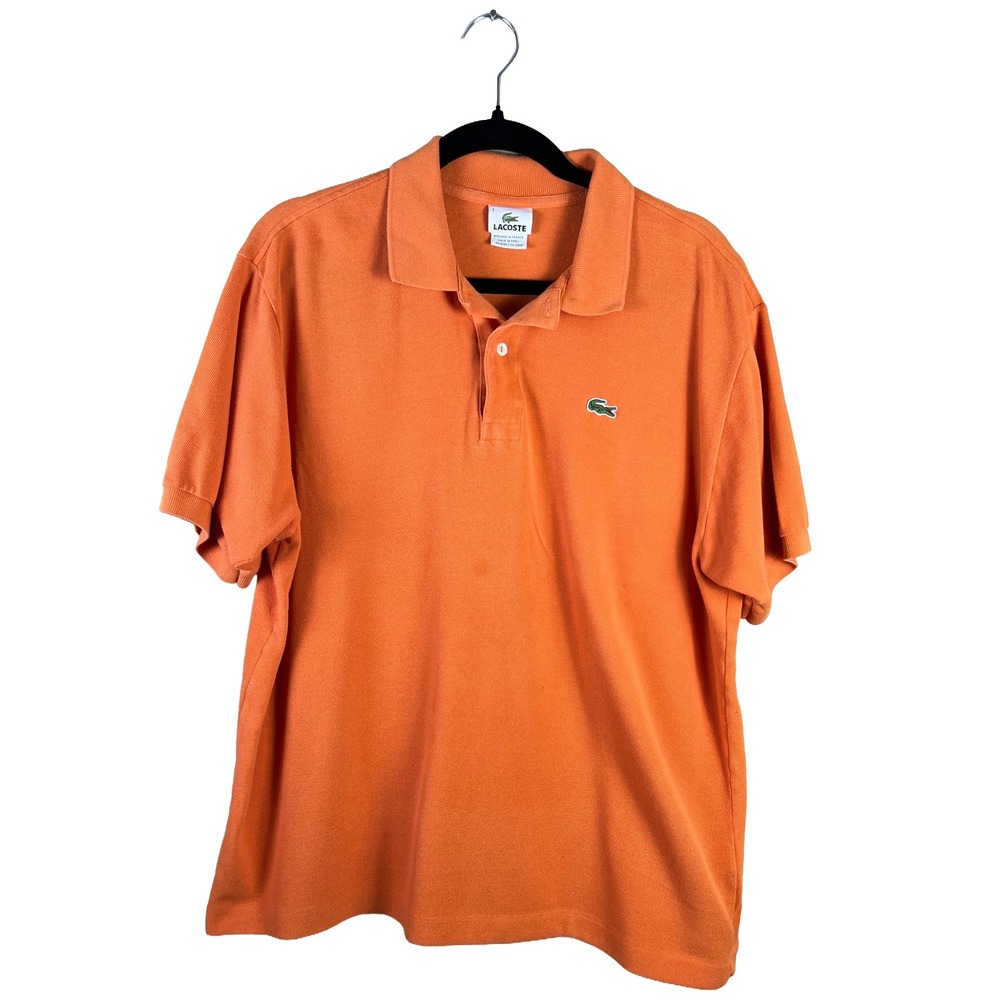 Lacoste Short Sleeve Polo Shirt Men Tag 7 XL Orange Preppy Golf